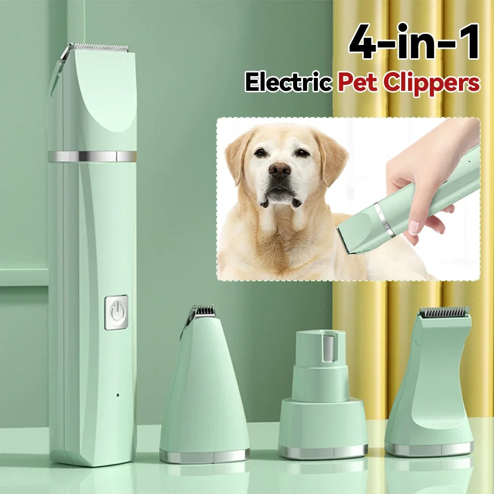 4 in 1 Electric Pet Grooming Kit - Hair Trimmer, Clippers, Nail Grinder for Cats & Dogs