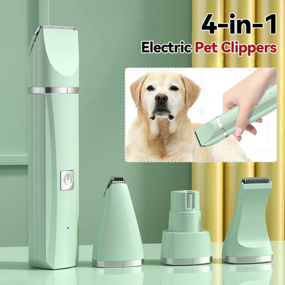 4 in 1 Electric Pet Grooming Kit - Hair Trimmer, Clippers, Nail Grinder for Cats & Dogs