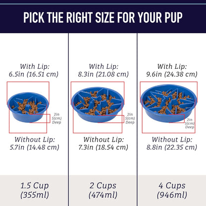 Slow Feeder Dog Bowls (2 Cup) Puzzle Dog Food Bowl - Fits into Elevated Pet Feeders