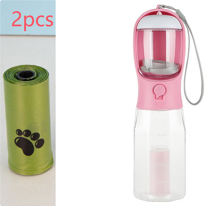 Portable Cat/Dog Water Bottle Food Feeder Drinker Dispenser 3 in 1 Leak-Proof Multifunctional