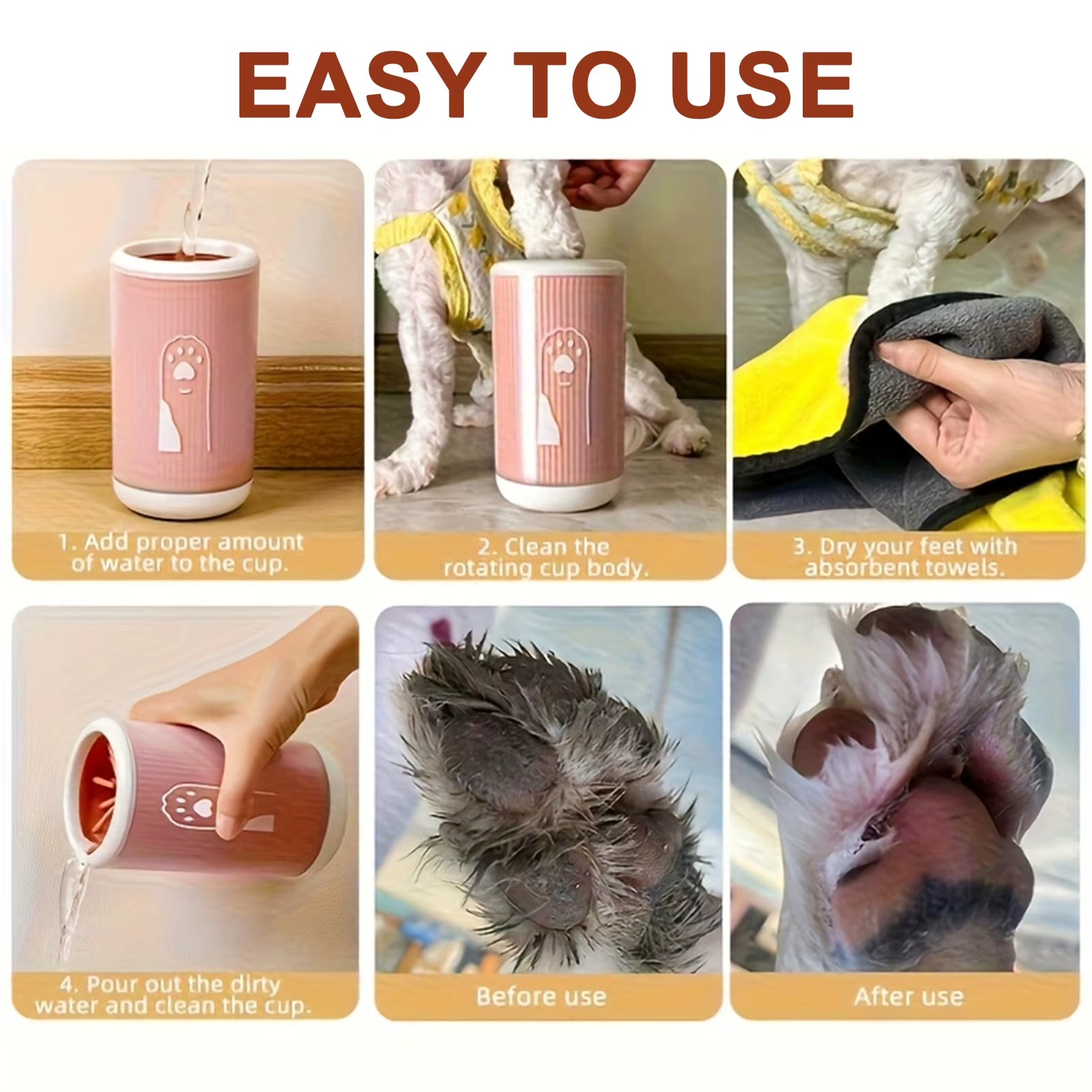 Paw Cleaner Cat and Dog / Easy Cleaning No Scrubbing Cup for Small/Medium