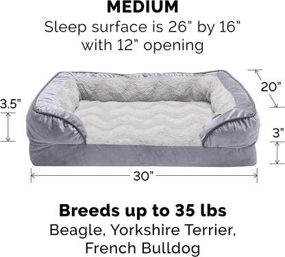Orthopedic Dog Bed for Medium/Small Dogs W/ Removable Bolsters & Washable Cover, for Dogs up to 35 Lbs