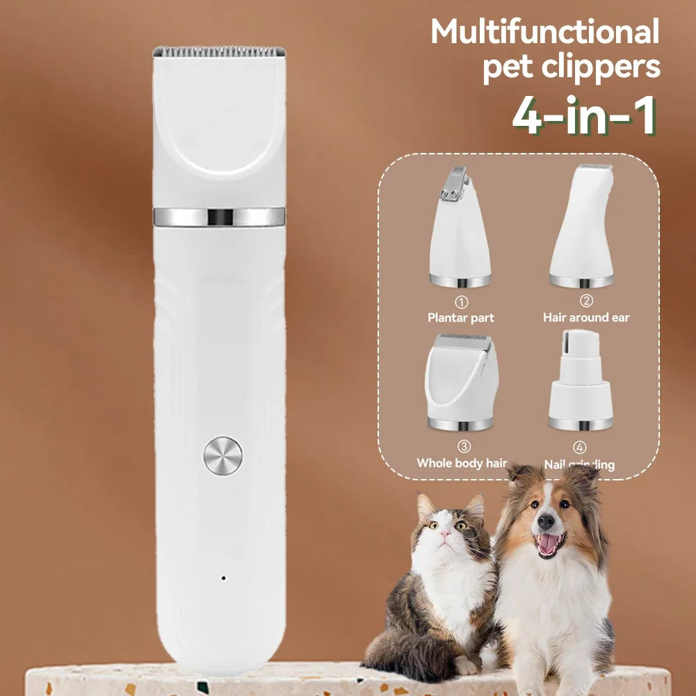 4 in 1 Electric Pet Grooming Kit - Hair Trimmer, Clippers, Nail Grinder for Cats & Dogs
