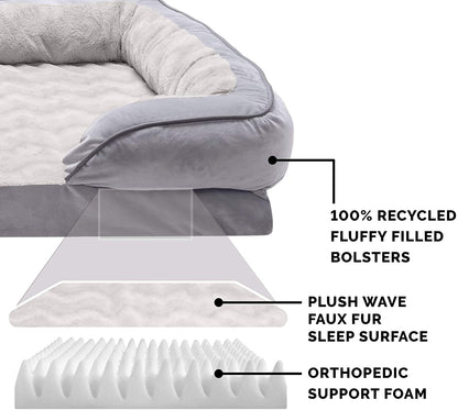 Orthopedic Dog Bed for Medium/Small Dogs W/ Removable Bolsters & Washable Cover, for Dogs up to 35 Lbs