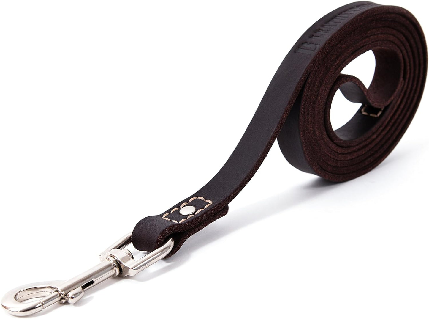 Leather Dog Training Leash - Brown 6 Ft Long X 3/4"