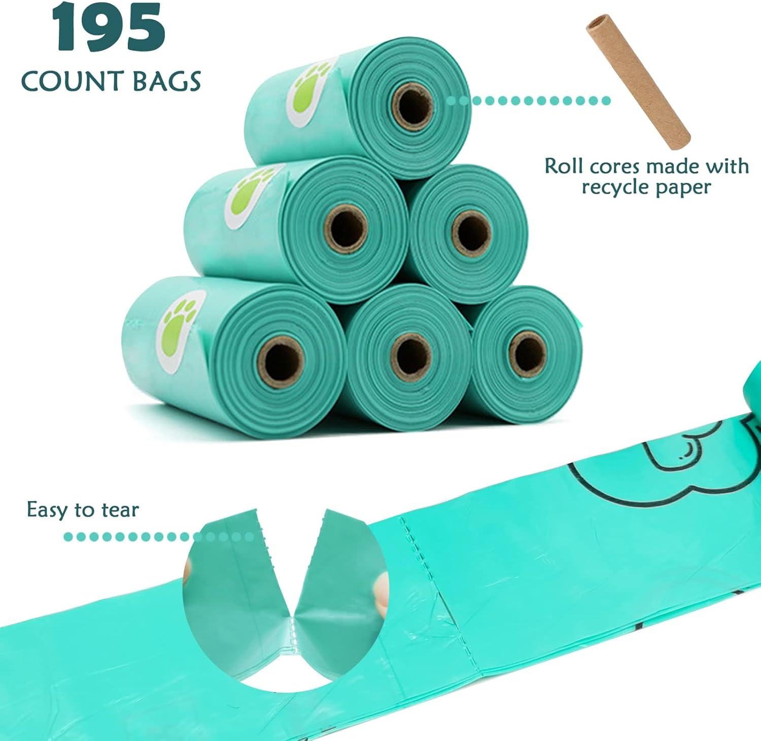 Dog Poop Pickup Bags Holder Dispenser with Standard-Sized (1 Holder 195 Bags)
