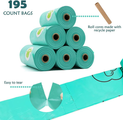 Dog Poop Pickup Bags Holder Dispenser with Standard-Sized (1 Holder 195 Bags)