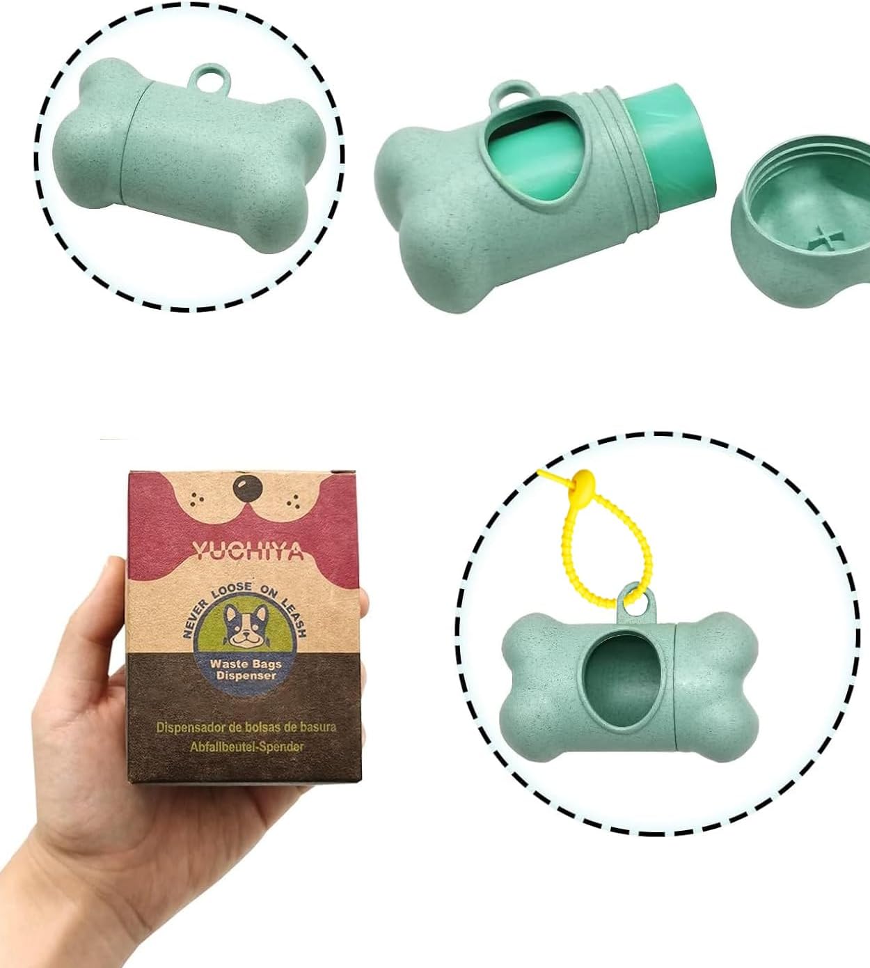 Dog Poop Pickup Bags Holder Dispenser with Standard-Sized (1 Holder 195 Bags)