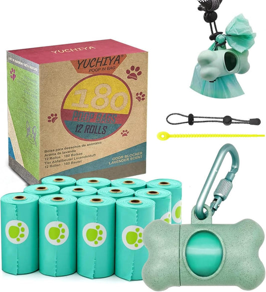 Dog Poop Pickup Bags Holder Dispenser with Standard-Sized (1 Holder 195 Bags)