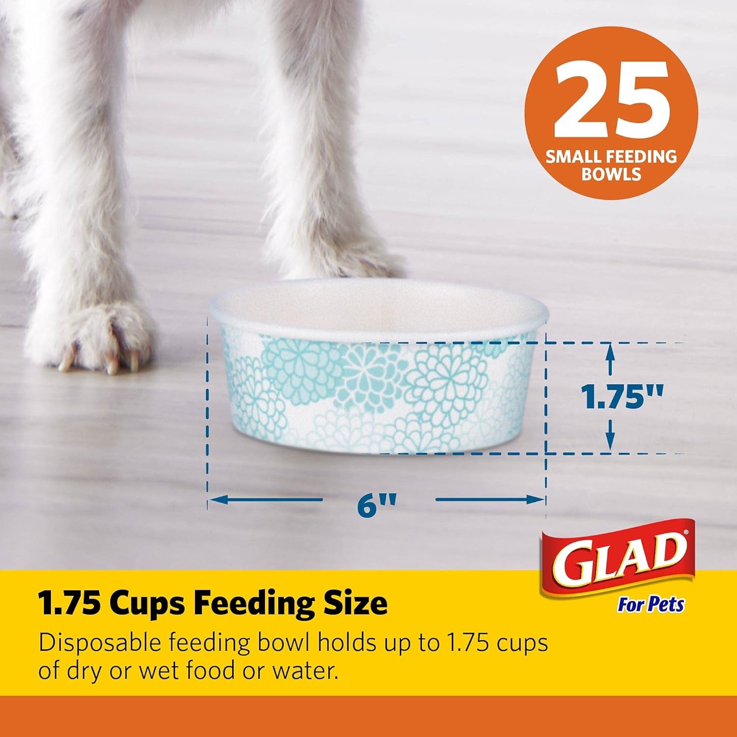 Pets Disposable Small Dog Bowls, 1.75 Cup Feeding Size Leakproof and Dishwasher Safe (Pack of 4, 100 Count Total)