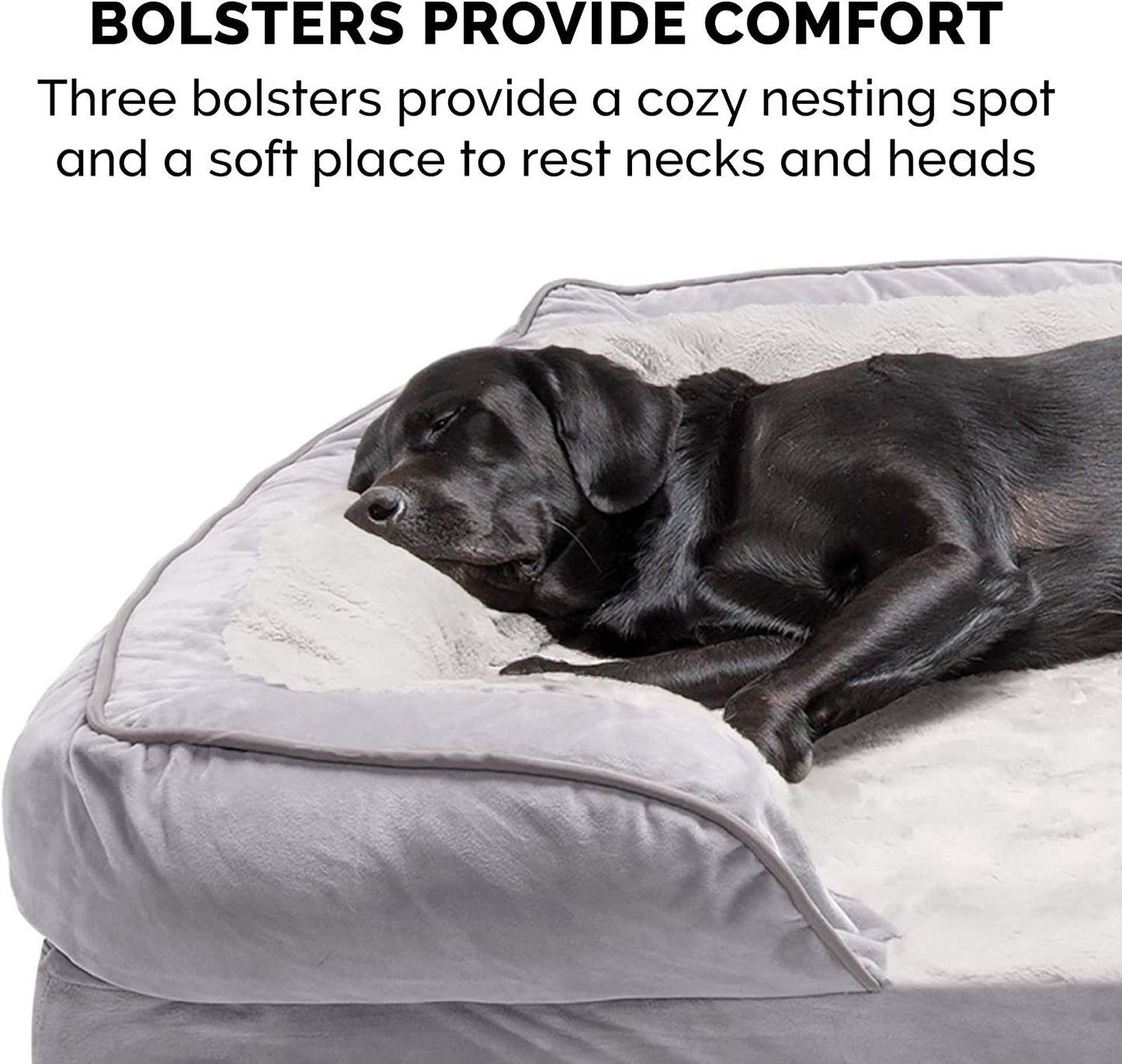 Orthopedic Dog Bed for Medium/Small Dogs W/ Removable Bolsters & Washable Cover, for Dogs up to 35 Lbs