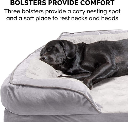 Orthopedic Dog Bed for Medium/Small Dogs W/ Removable Bolsters & Washable Cover, for Dogs up to 35 Lbs