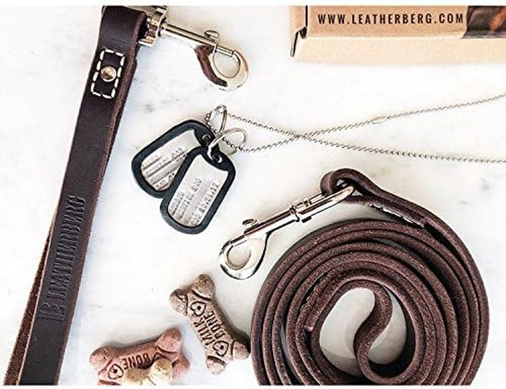 Leather Dog Training Leash - Brown 6 Ft Long X 3/4"