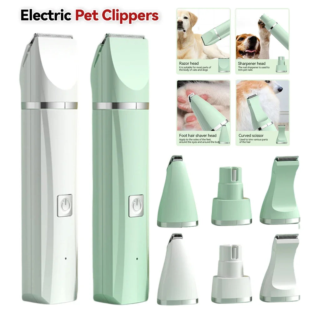 4 in 1 Electric Pet Grooming Kit - Hair Trimmer, Clippers, Nail Grinder for Cats & Dogs