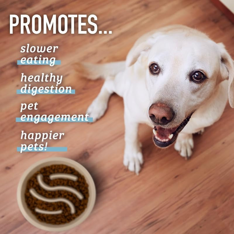 Slow Feeder Dog Bowls (2 Cup) Puzzle Dog Food Bowl - Fits into Elevated Pet Feeders
