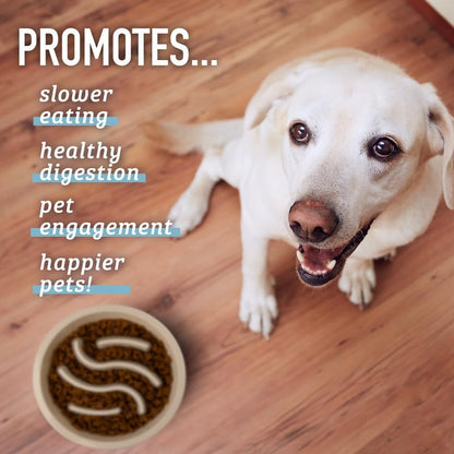 Slow Feeder Dog Bowls (2 Cup) Puzzle Dog Food Bowl - Fits into Elevated Pet Feeders