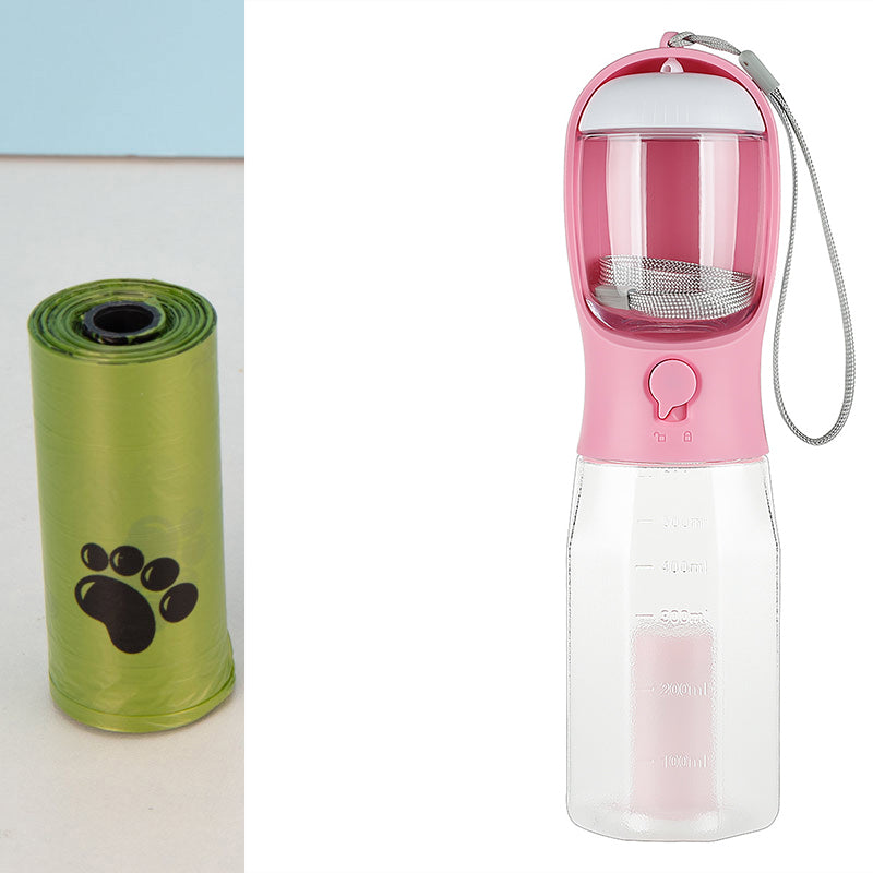 Portable Cat/Dog Water Bottle Food Feeder Drinker Dispenser 3 in 1 Leak-Proof Multifunctional