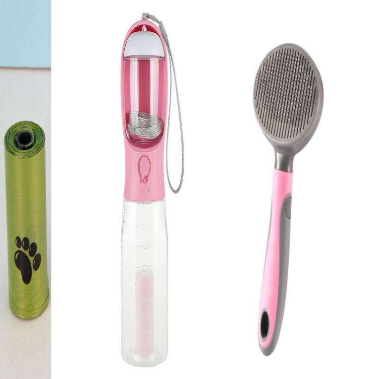 Portable Cat/Dog Water Bottle Food Feeder Drinker Dispenser 3 in 1 Leak-Proof Multifunctional