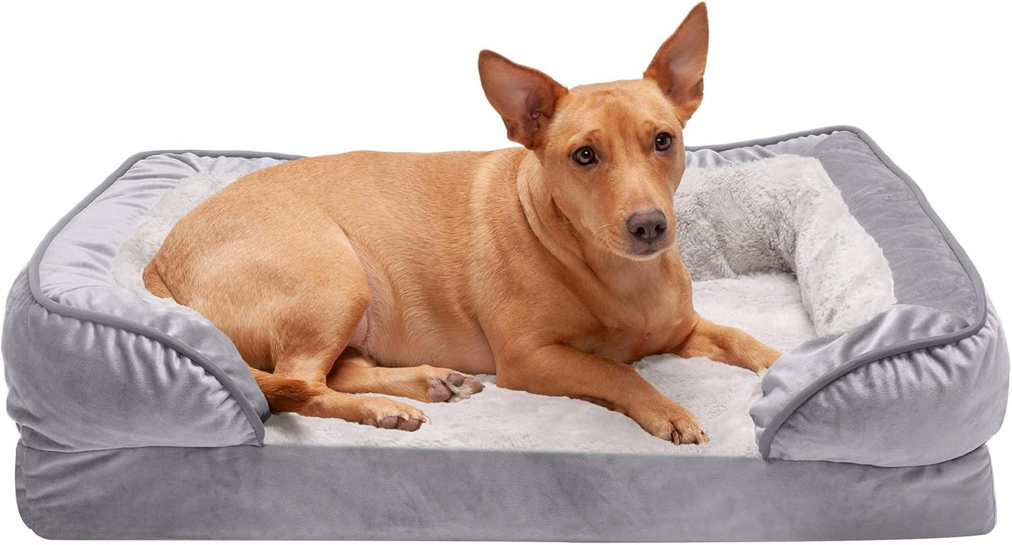Orthopedic Dog Bed for Medium/Small Dogs W/ Removable Bolsters & Washable Cover, for Dogs up to 35 Lbs