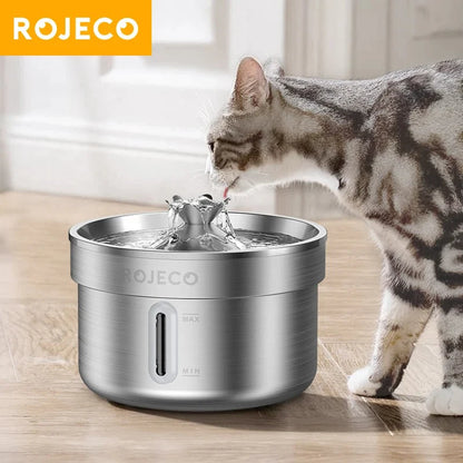 ROJECO Stainless Steel Pet Drinking Fountain Automatic Water