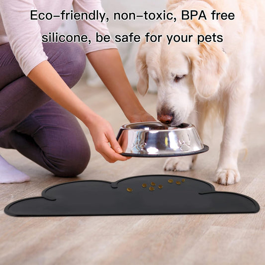 Pet Food Mats–Dog Cat Feeding Mat Top Grade Cloud Silicone Pad Anti-Slip Waterproof Anti-Slip Bowl Placemat
