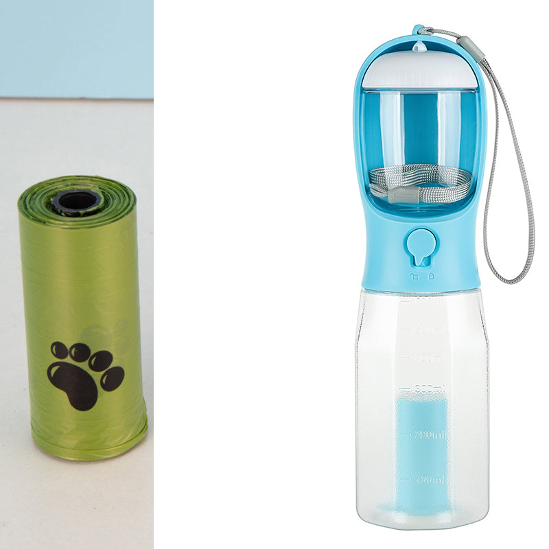 Portable Cat/Dog Water Bottle Food Feeder Drinker Dispenser 3 in 1 Leak-Proof Multifunctional