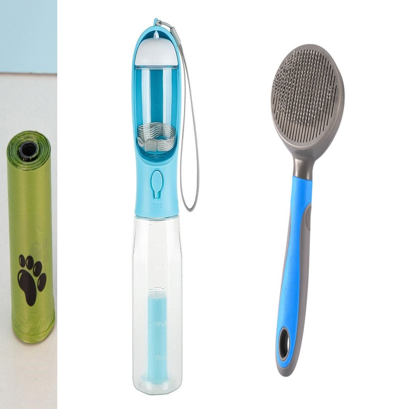 Portable Cat/Dog Water Bottle Food Feeder Drinker Dispenser 3 in 1 Leak-Proof Multifunctional
