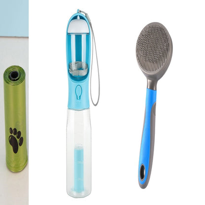 Portable Cat/Dog Water Bottle Food Feeder Drinker Dispenser 3 in 1 Leak-Proof Multifunctional